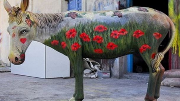 Санторинские ослики на Санторини