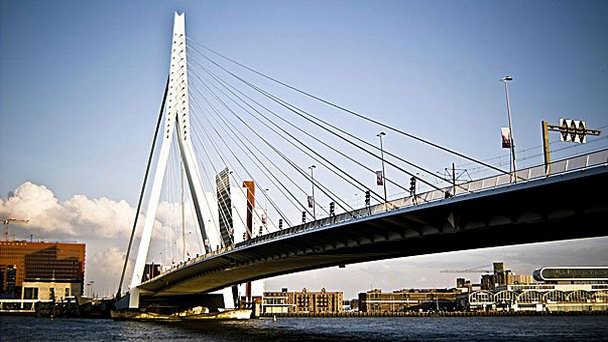 Лебедь-мост Эразма в Роттердаме