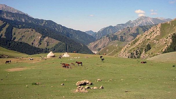 Пастбище Южной горы Наньшань в Синьцзяне-Уйгурском автономном район Пастбище Южной горы Наньшань в Синьцзяне-Уйгурском автономном район