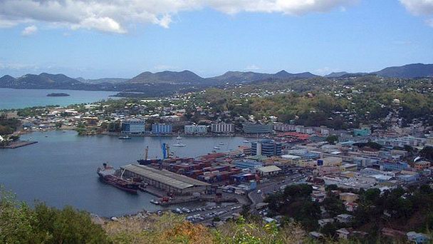 Город Кастри в Сент Люсии Город Кастри в Сент Люсии